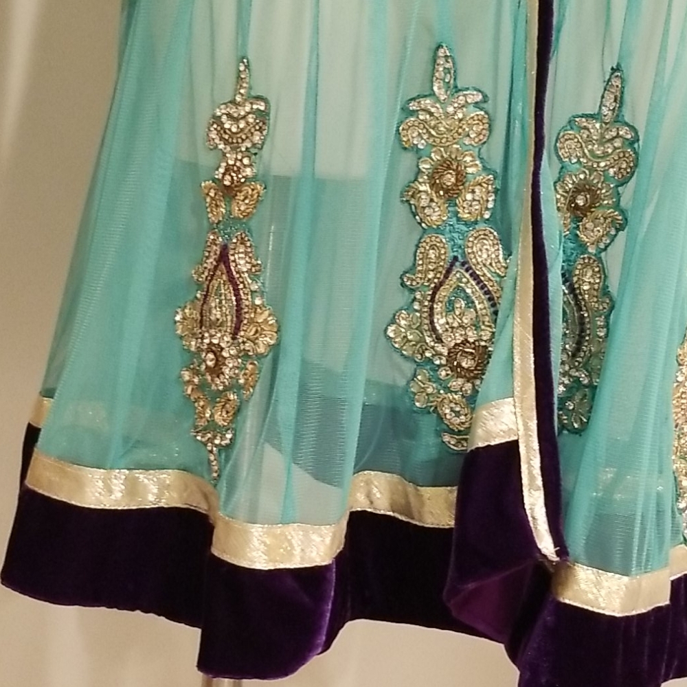Naaz Blue and Purple Salwar Kameez w Duppata sz 36 - Picture 5 of 13